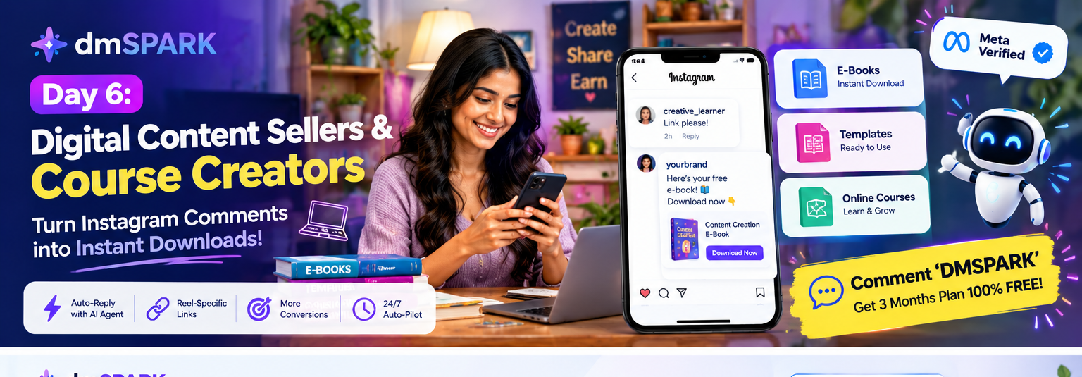 Digital content creator using dminsecond to automate Instagram comments and deliver digital product links